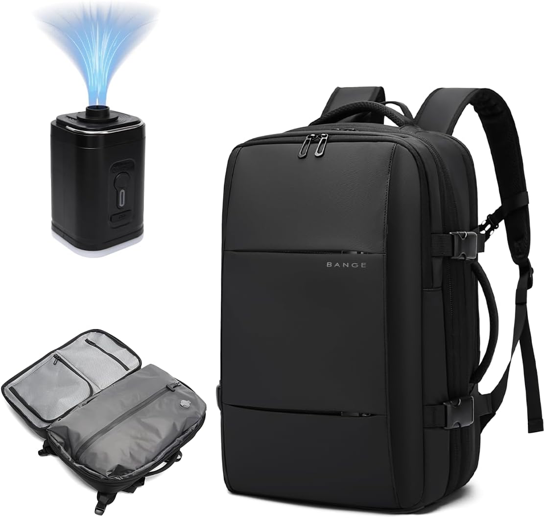 BANGE Airback Travel Backpack Expandable Backpacks i##e##s: Anti-Theft ^^ Vacuum Compression ^^ with Pump ^^ for Airplanes :i##e##s