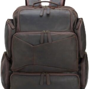 DUYHBAWRS Retro Travel Backpack Men's Genuine Leather Computer Bag Outdoor Large Capacity Backpack Men's