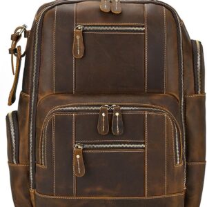ZUIAI Leather Backpack for MenLaptop Bag Large Hiking Daypack Business Travel Rucksack(E), 34cm